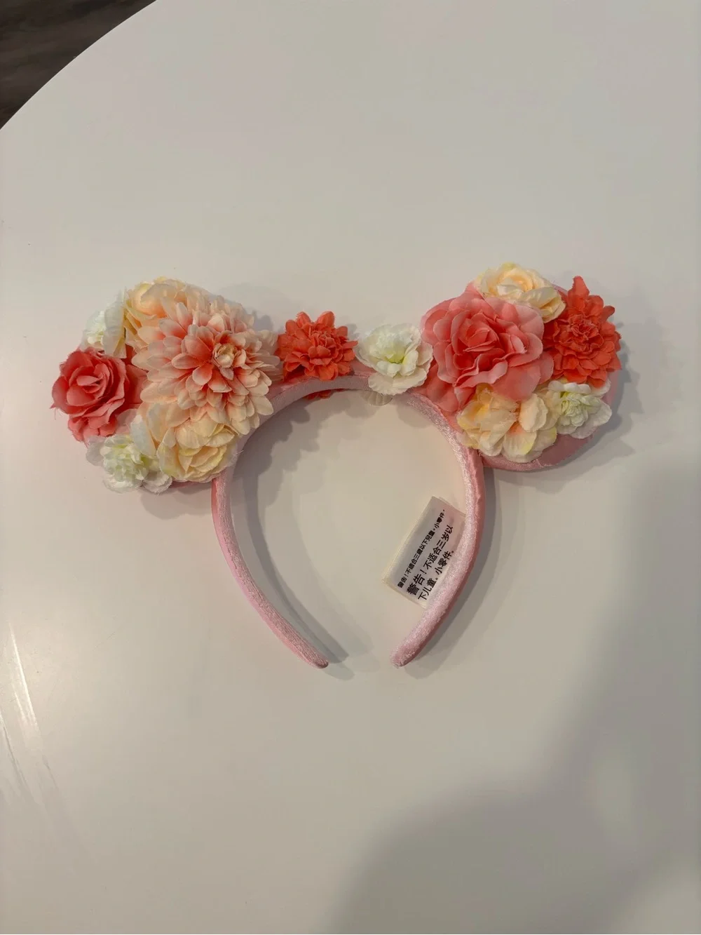 Floral Pink Disney Ears with Decorative Flowers